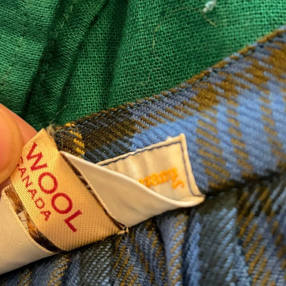 Vintage Hudson's Bay Company plaid skirt blue XXS midi 100% wool